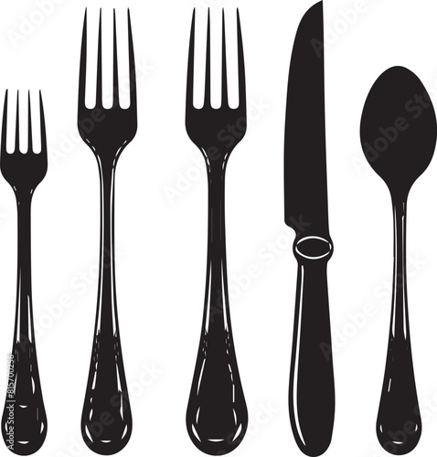 silhouettes of fork spoon and knife