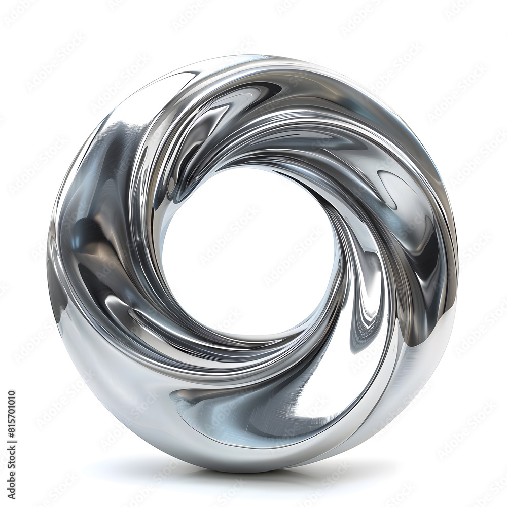 Titanium metal circle wave shape isolated on white background Titanium metal circle wave shape isolated on white background