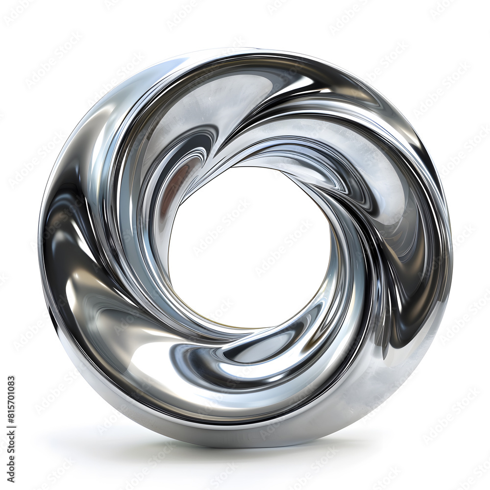 Titanium metal circle wave shape isolated on white background Titanium metal circle wave shape isolated on white background