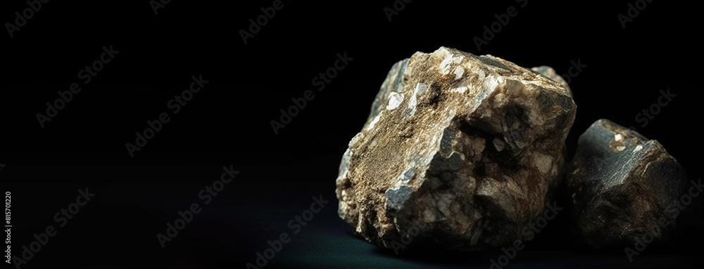 Donnayite is a rare precious natural stone on a black background. AI generated. Header banner mockup with space. Donnayite is a rare precious natural stone on a black background. AI generated. Header banner mockup with space.