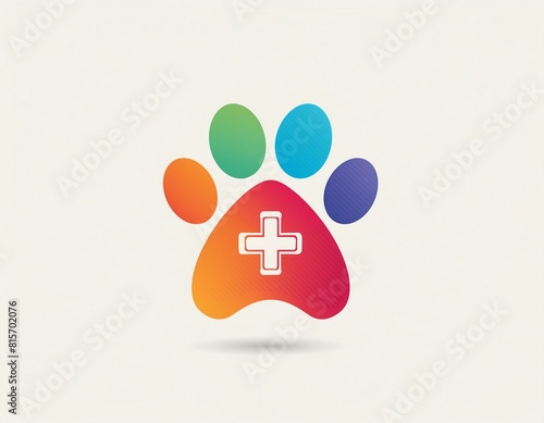 petite patte de chien ou de chat avec une croix en son centre coloré en ia photo