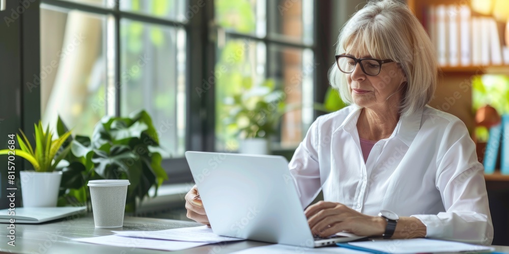 female woman doctor therapist working in office reading data, ai female woman doctor therapist working in office reading data, ai