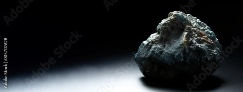 Plumbogummite is a rare precious natural stone on a black background. AI generated. Header banner mockup with space.