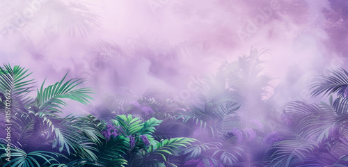Tropical green and lavender mist abstract summer.