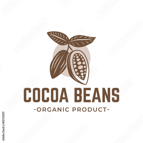Vintage cocoa bean, cocoa plant logo icon vector template