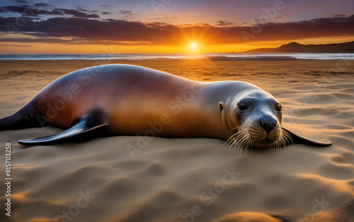 Sea lion resting on the sand