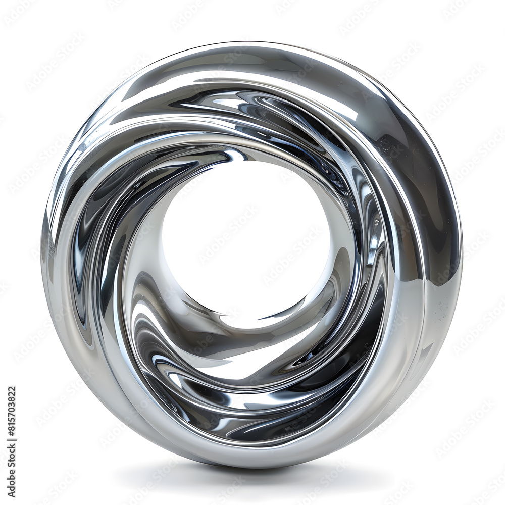 Titanium metal circle wave shape isolated on white background Titanium metal circle wave shape isolated on white background