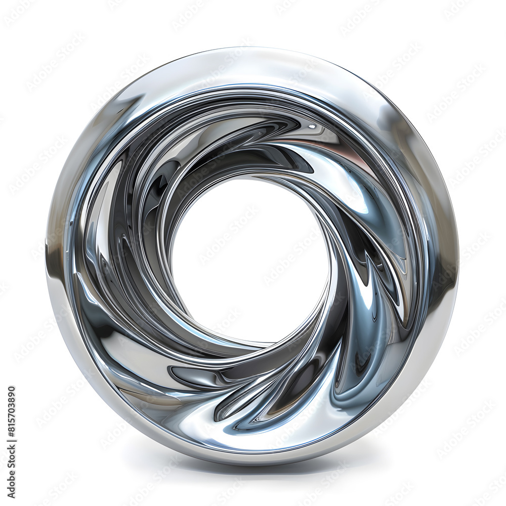 Titanium metal circle wave shape isolated on white background Titanium metal circle wave shape isolated on white background