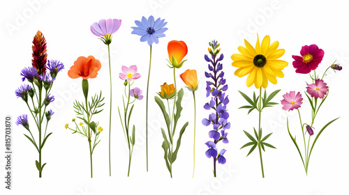 flowers set isolated on white background. generative Ai