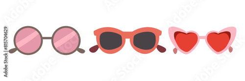 Glasses colorful vector flat set illustration. Glasses vector icon set isolated. Glasses summer fashion trendy symbol. Glasses set for traveling design ,fashion , pattern and other your design. © irina