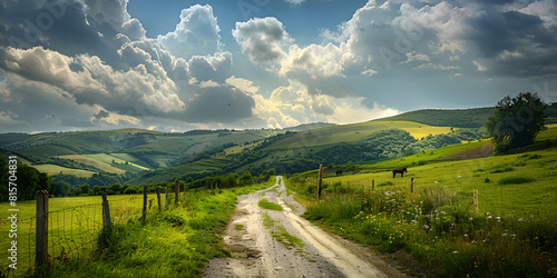 "Countryside Road: Journey Through the Fields" / "Path to Serenity: A Rural Escape" 