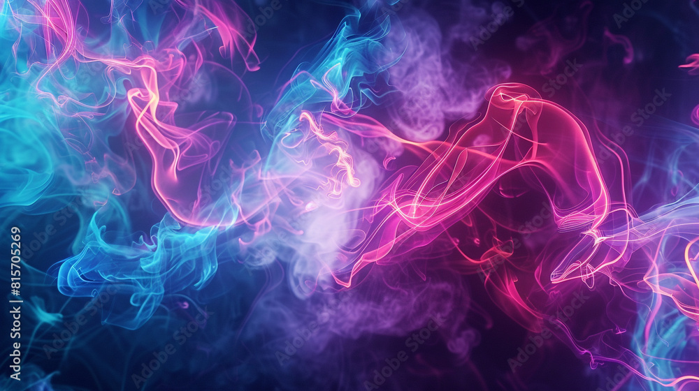 Fototapeta premium a futuristic abstract smokey backgrounds with glowing neon lines, featuring abstract smokey backgrounds