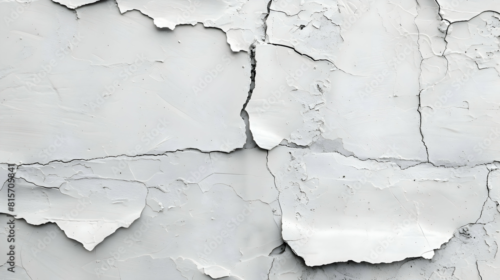 Close up of a white damaged wall with peeling paint.generative ai Close up of a white damaged wall with peeling paint.generative ai