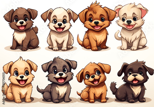 Set of dogs and puppies illustration 