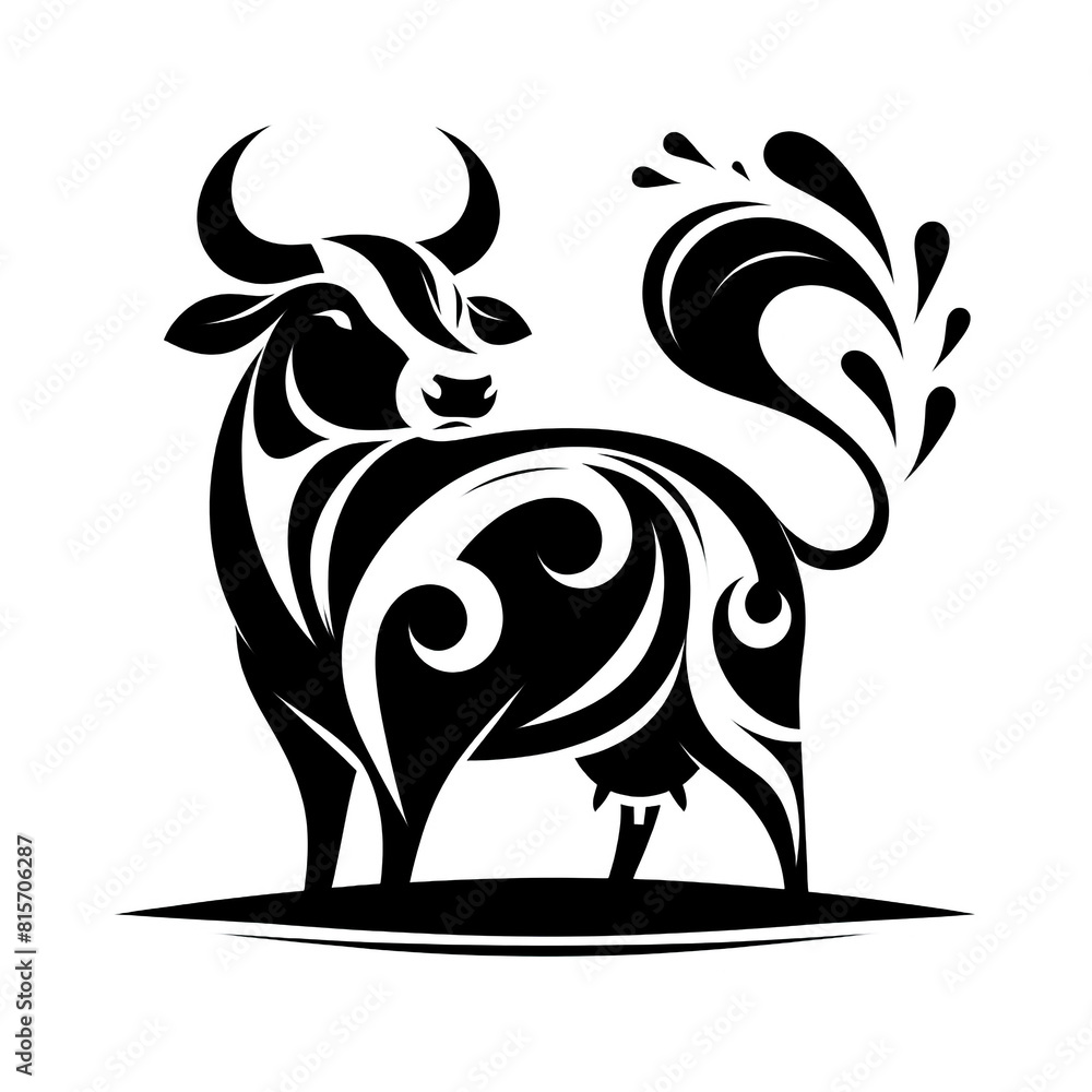 Fototapeta premium Cow silhouette illustration isolated on white background