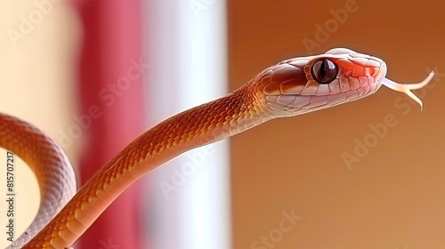 Close-up of a vibrant corn snake with flickering tongue