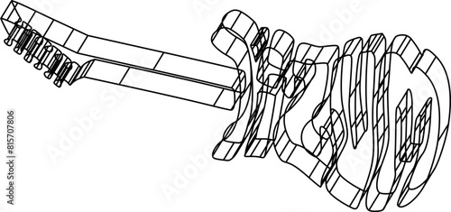 line art illustration of a guitar from music writing