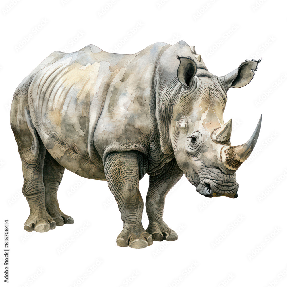 Obraz premium Rhino watercolor isolate illustration png. 