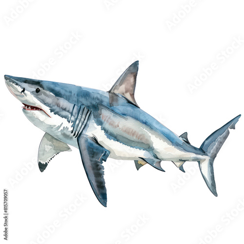 Shark watercolor isolate illustration png.