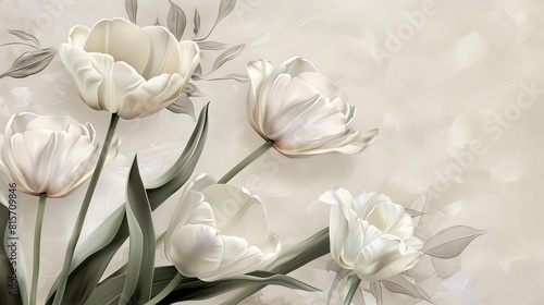 Elegant white tulip with intricate details