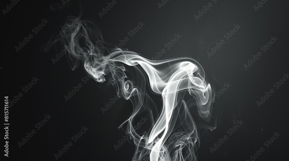A ghostly white smoke curling against a pitch-black background, creating a stark contrast A ghostly white smoke curling against a pitch-black background, creating a stark contrast