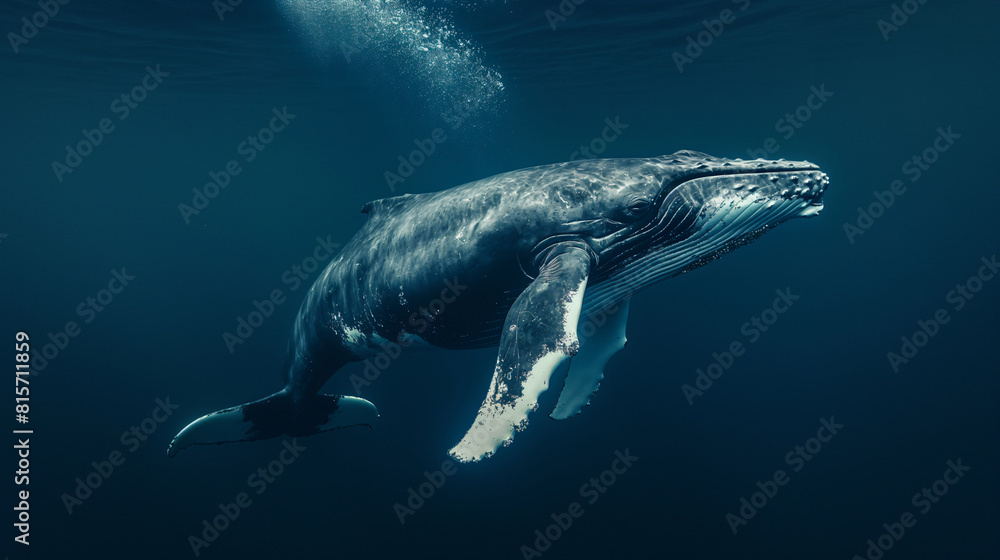 Naklejka premium Whale swimming in the ocean