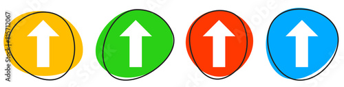 4 bunte Icons: Pfeil Icon nach oben - Button Banner