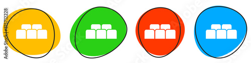 4 bunte Icons: Sitzplätze - Button Banner