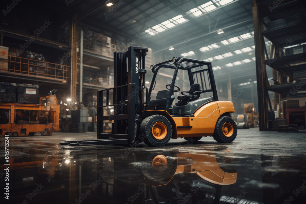 Forklift loader. Pallet stacker truck equipment at warehouse. Forklift loader. Pallet stacker truck equipment at warehouse.