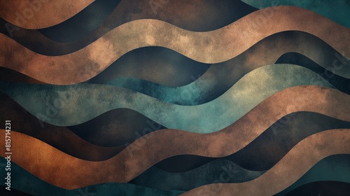 abstract wallpaper, waves of colors, shades of brown and teal, grainy texture