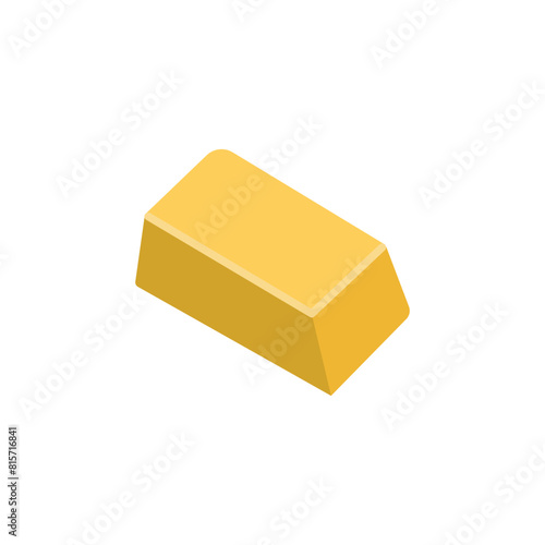 Gold bullion flat icon. Gold bar icon in isometric 3d style on a white background. Element graphic icon design with gold bar theme as a symbol of luxury and wealth.