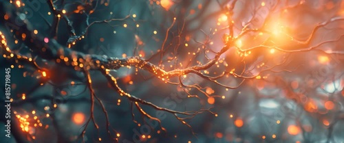 Minimalist 3D-rendered glowing tendrils, reaching out in digital symbiosis photo