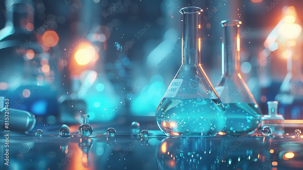 laboratory, beakers and test tubes dance with vibrant chemicals ...