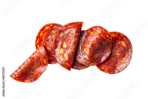 Delectable Pepperoni On Transparent Background.