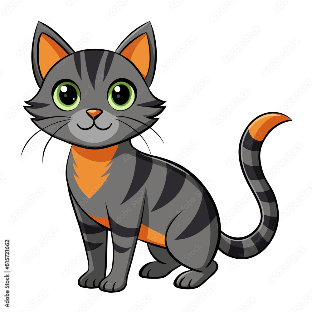 Obraz premium A Felidae carnivore with green eyes on a white background, small to mediumsized