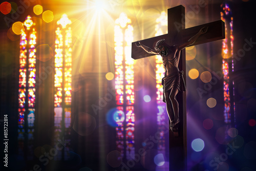 Crucifix with Jesus Christ on cross in church