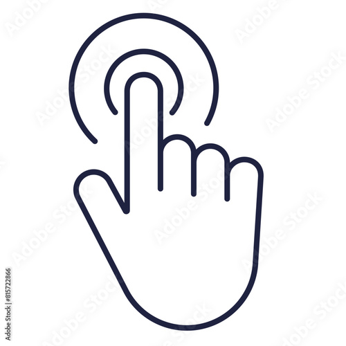 Hand cursor line icon. Touch outline logo isolated on white background. Outline hand click symbol for web and mobile. Finger tap pictogram. Editable vector stroke. Pixel Perfect.