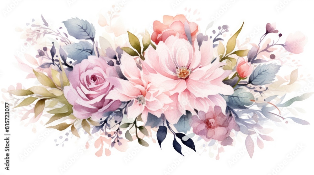 Elegant Watercolor Floral Arrangement with Pastel Tones