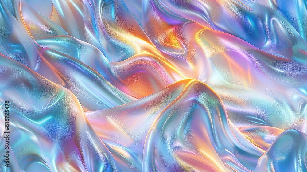 abstract shapes and curves dancing on a fluid holographic background, their delicate and flowing texture creating a shapeless yet mesmerizing display, evoking an ethereal. SEAMLESS PATTERN abstract shapes and curves dancing on a fluid holographic background, their delicate and flowing texture creating a shapeless yet mesmerizing display, evoking an ethereal. SEAMLESS PATTERN