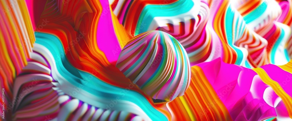 Fototapeta Design A Cheerful Abstract Holiday Pattern With Energetic Lines And Bright, Neon Tones, Background HD