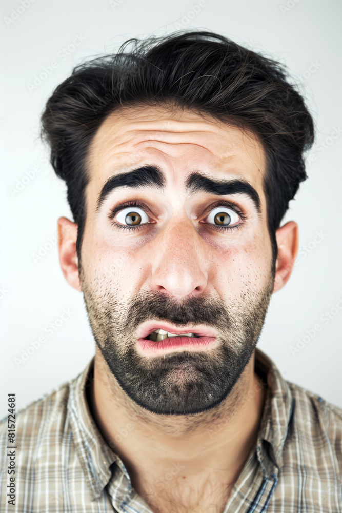 Portrait of a man with shocked expression Portrait of a man with shocked expression