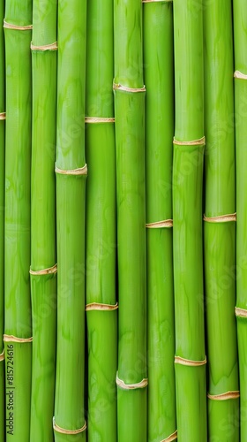 Verdant bamboo stalks texture up close