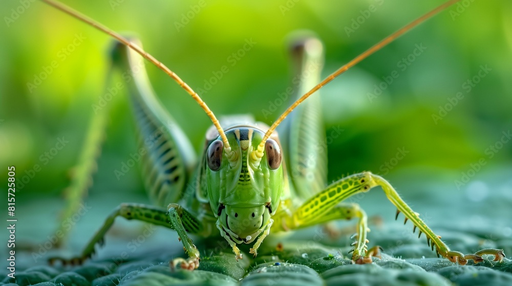 Nature, green grasshopper sitting on green leaf Nature, green grasshopper sitting on green leaf