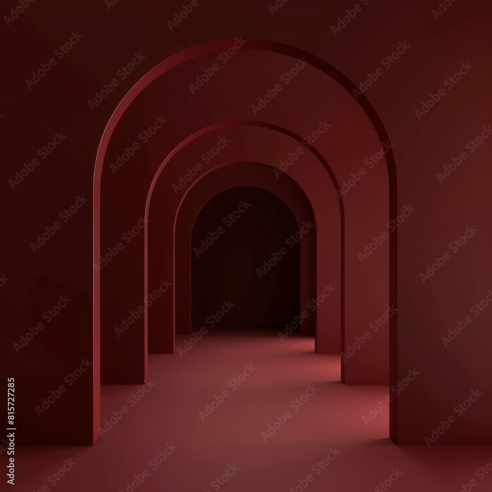 Red-toned archway corridor with ambient lighting Red-toned archway corridor with ambient lighting