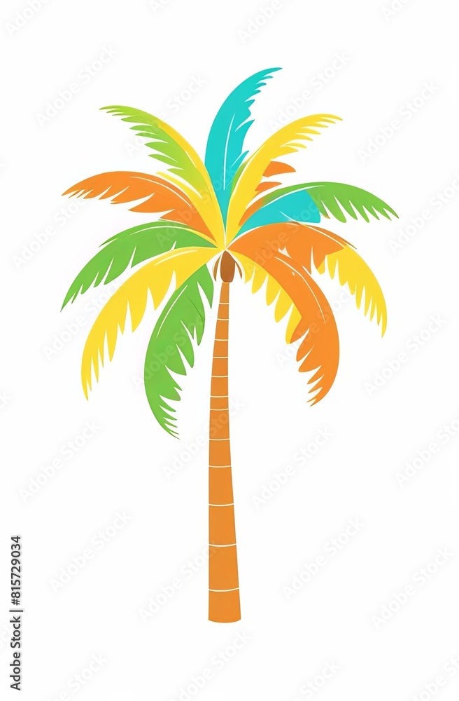 Obraz premium The palm tree is isolated on a white background. Beautiful palm tree illustration set. Tourism advertising