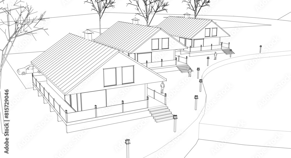 townhouse architectural sketch 3d illustration
townhouse architectural sketch 3d illustration