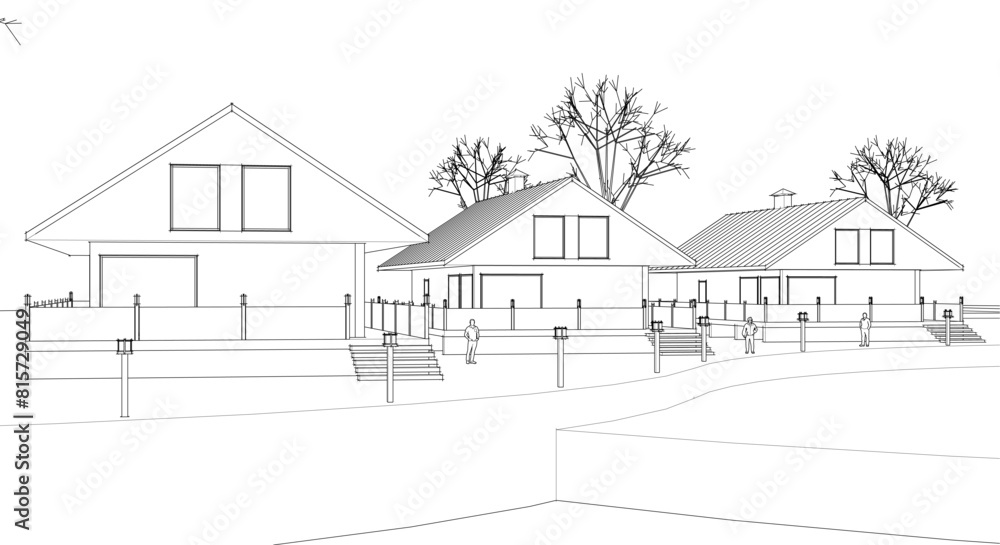 townhouse architectural sketch 3d illustration
townhouse architectural sketch 3d illustration