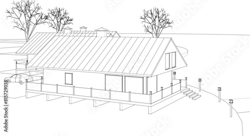townhouse architectural sketch 3d illustration   © Svjatoslav