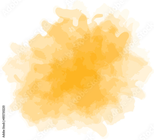 Watercolor splash, stain texture. Vector illustration. Yellow, orange, golden