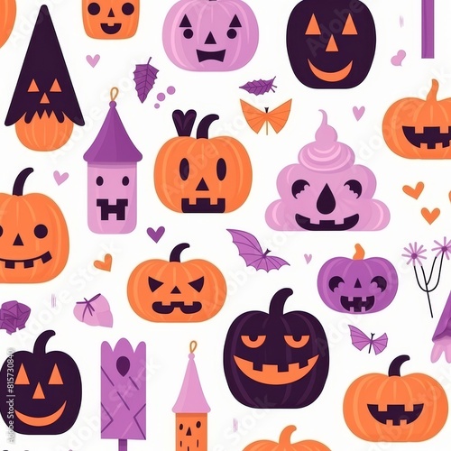 High quality pastel halloween seamless pattern on white for greeting cards and invitations